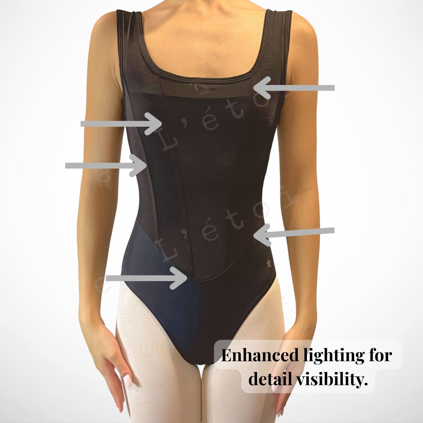L’étoile Leah Leotard-High-Cut, Square Neck, Sculpting Line Detail