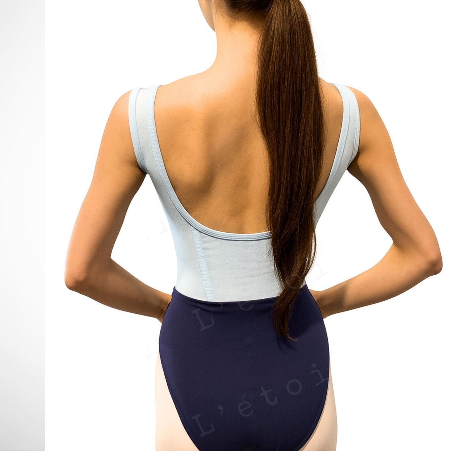 Leah Ballet Leotard – Blue Storm with Vertical Seam| Premium Dancewear by L’étoile