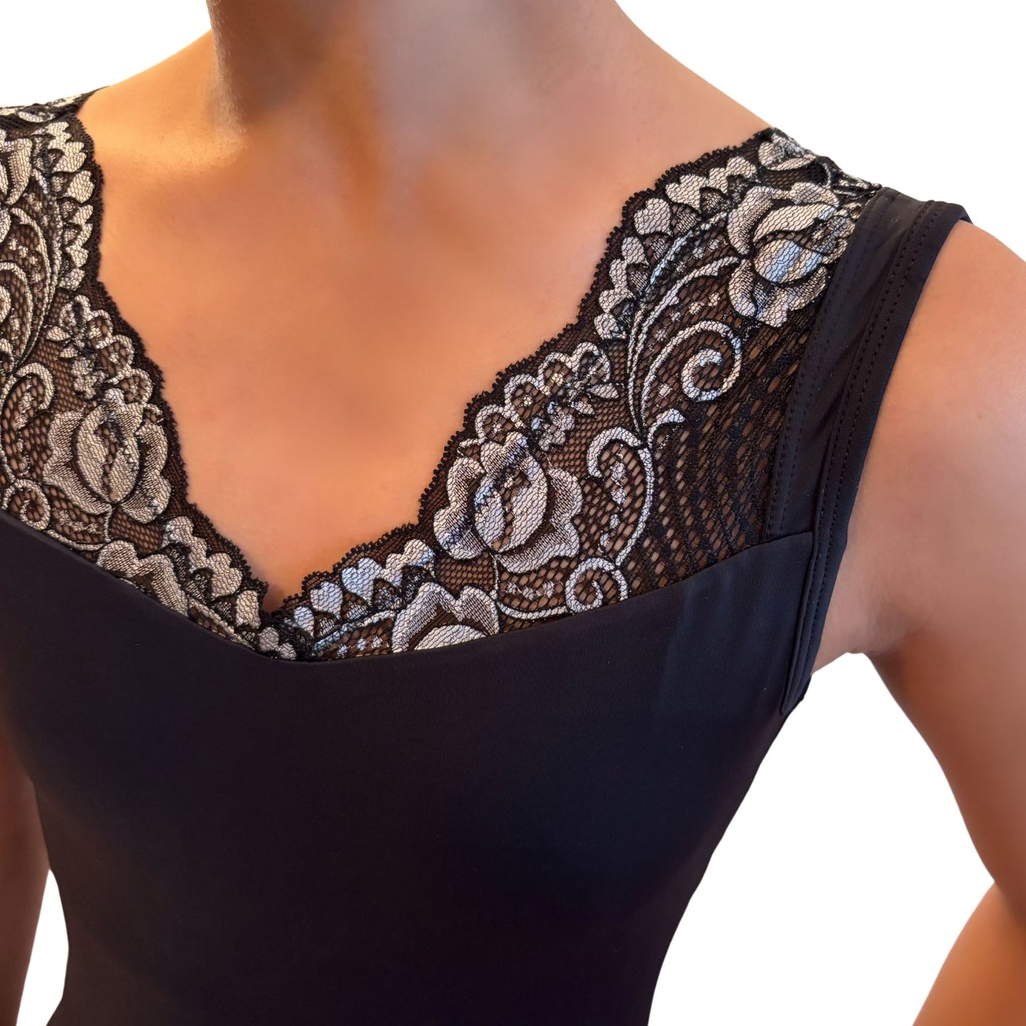 Victoria Ballet Leotard – Elegant Black with Velvet Detail | Premium Dancewear by L’étoile