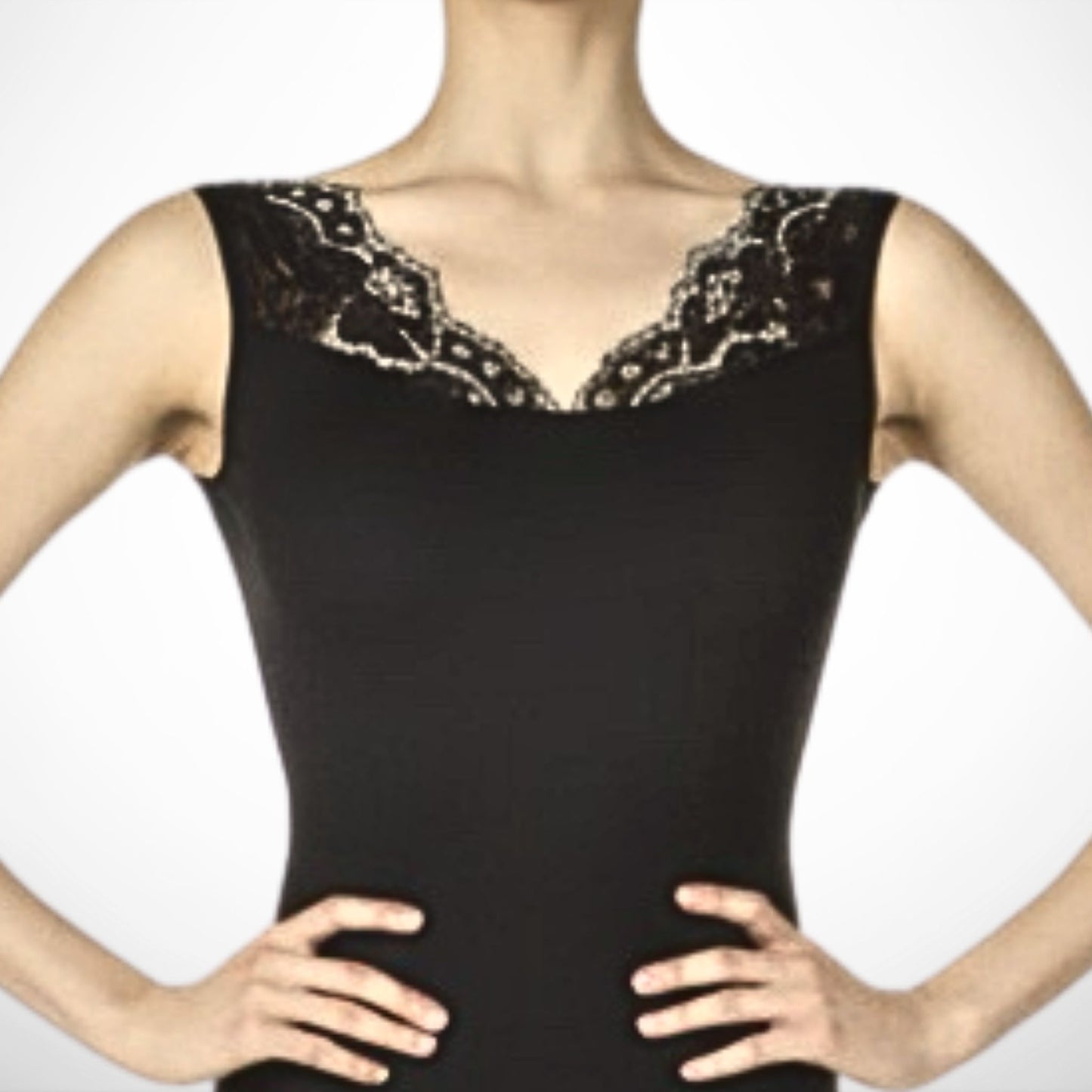 Victoria Ballet Leotard – Elegant Black with Velvet Detail | Premium Dancewear by L’étoile