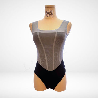 L’étoile Leah Leotard-High-Cut, Square Neck, Sculpting Line Detail