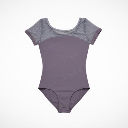 Sophia Ballet Leotard – Tiny Heart Pattern Mesh in Classic Black Purple White | Premium Dancewear by L’étoile