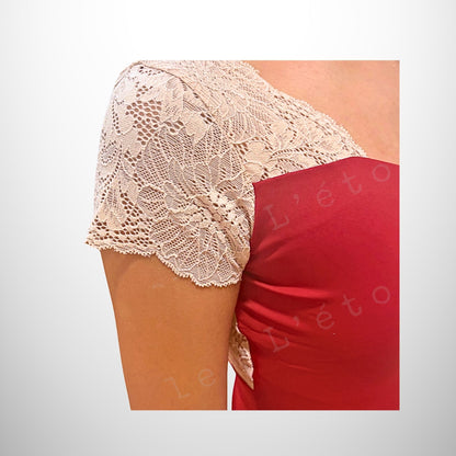 Chelsea Ballet Leotard – Tomato Red with Light Apricot Lace  Classic Black with Black Lace| Premium Nylon Blend by L’étoile