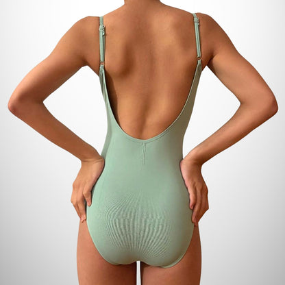 Nina Ballet Leotard – Deep V Front, High Cut Leg with Adjustable Straps in Mint Blue Purple | Premium Dancewear by L’étoile