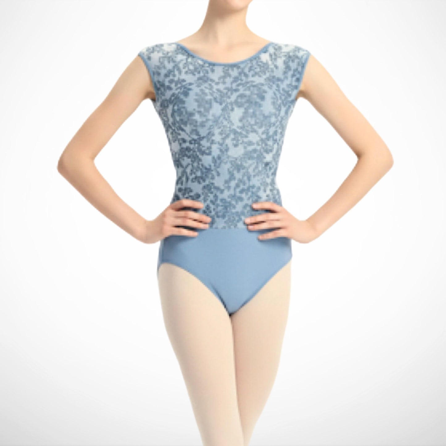 Elsa Ballet Leotard – Sky Blue Velvet with Elegant Boat Neck | Premium Dancewear by L’étoile