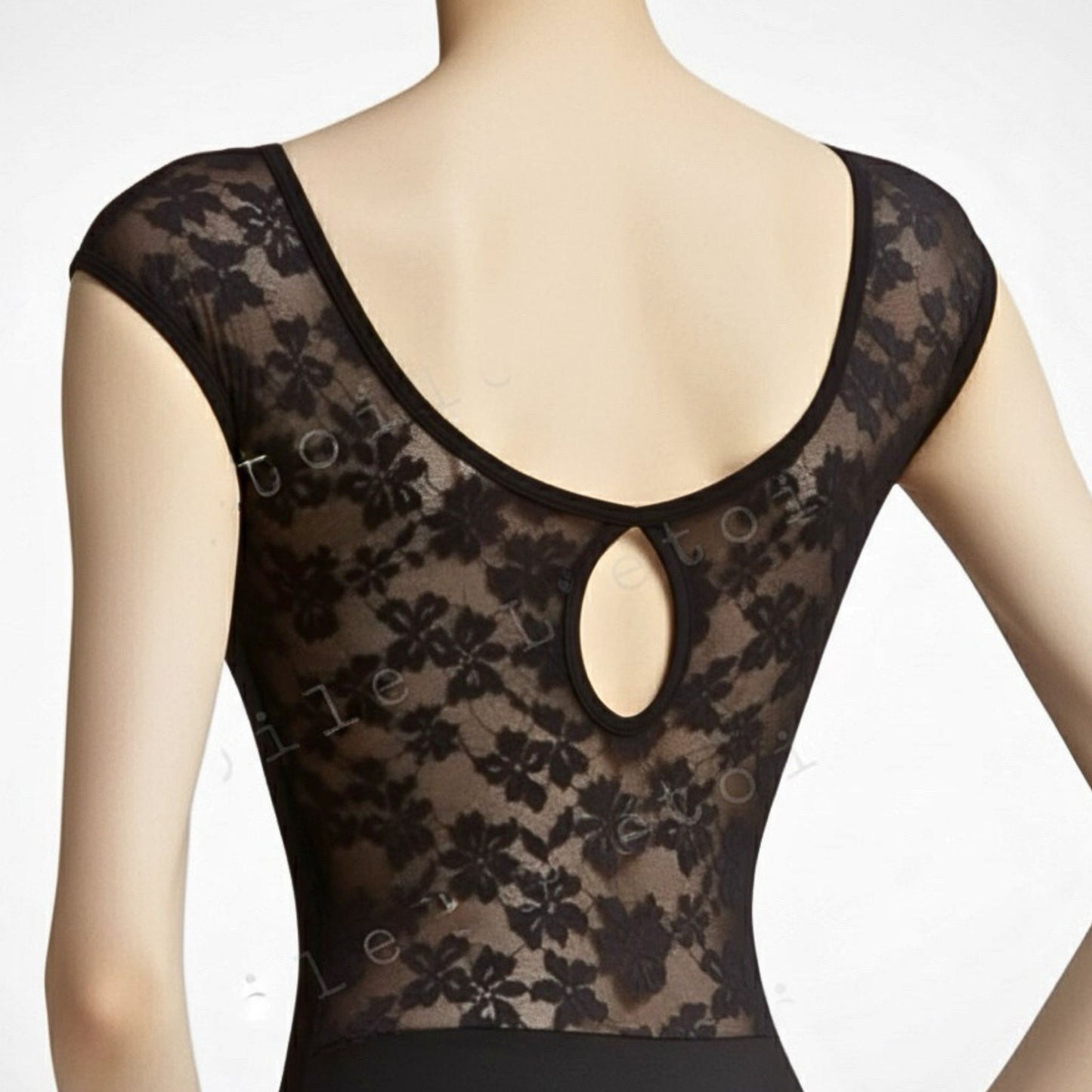 Audrey Ballet Leotard – Classic Black with Full Mesh Back| Premium Nylon Blend Dancewear by L’étoile