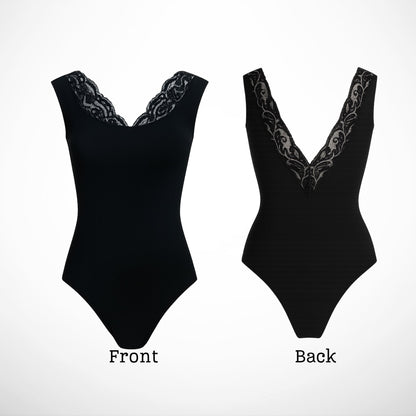 Victoria Ballet Leotard – Elegant Black with Velvet Detail | Premium Dancewear by L’étoile