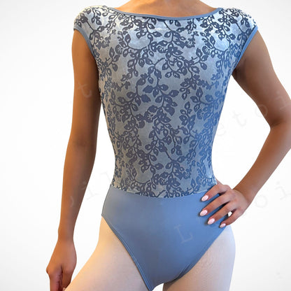 ✨Only a few left✨-Elsa Ballet Leotard – Sky Blue Velvet with Elegant Boat Neck | Premium Dancewear by L’étoile