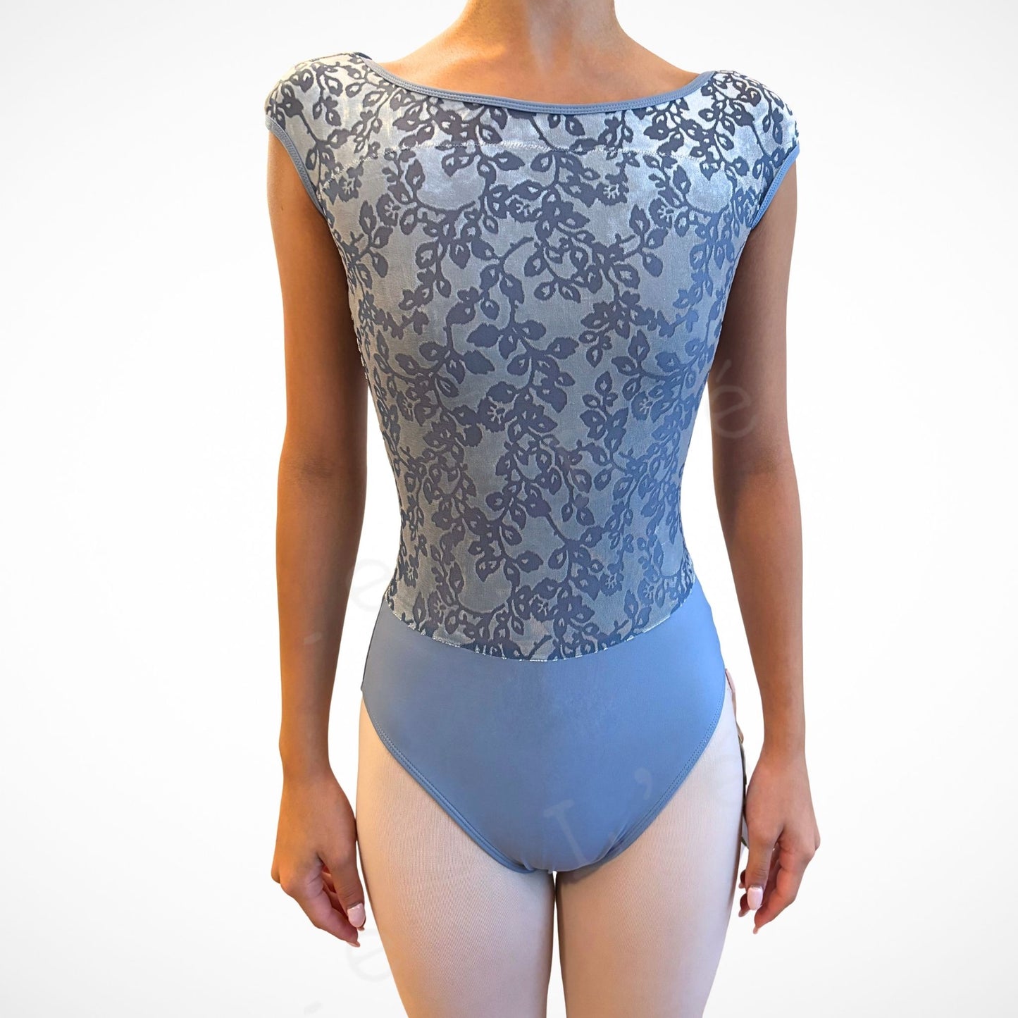 ✨Only a few left✨-Elsa Ballet Leotard – Sky Blue Velvet with Elegant Boat Neck | Premium Dancewear by L’étoile