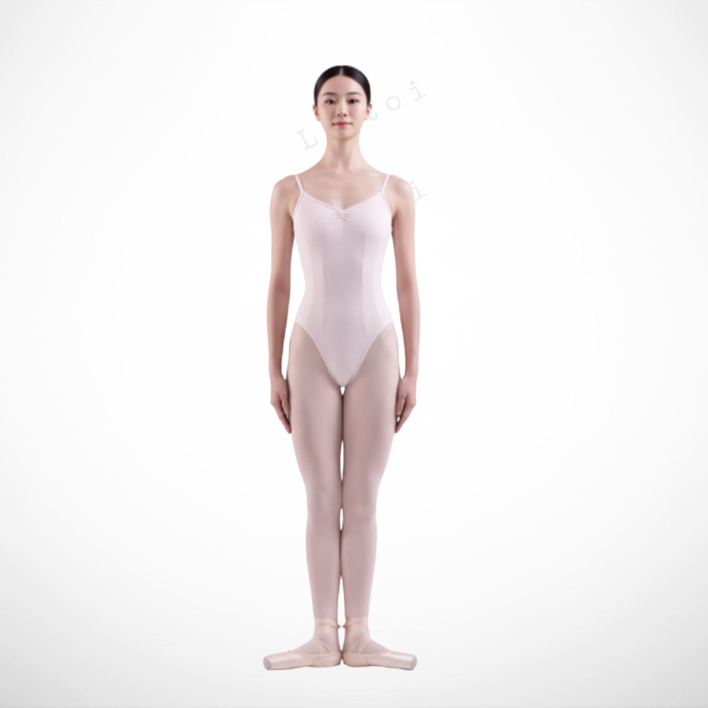 L-101 Basic Camisole Leotard by L’étoile — made from signature 79/21 stretch fabric with adjustable drawstrings at the bust and back for a customized, elegant fit.