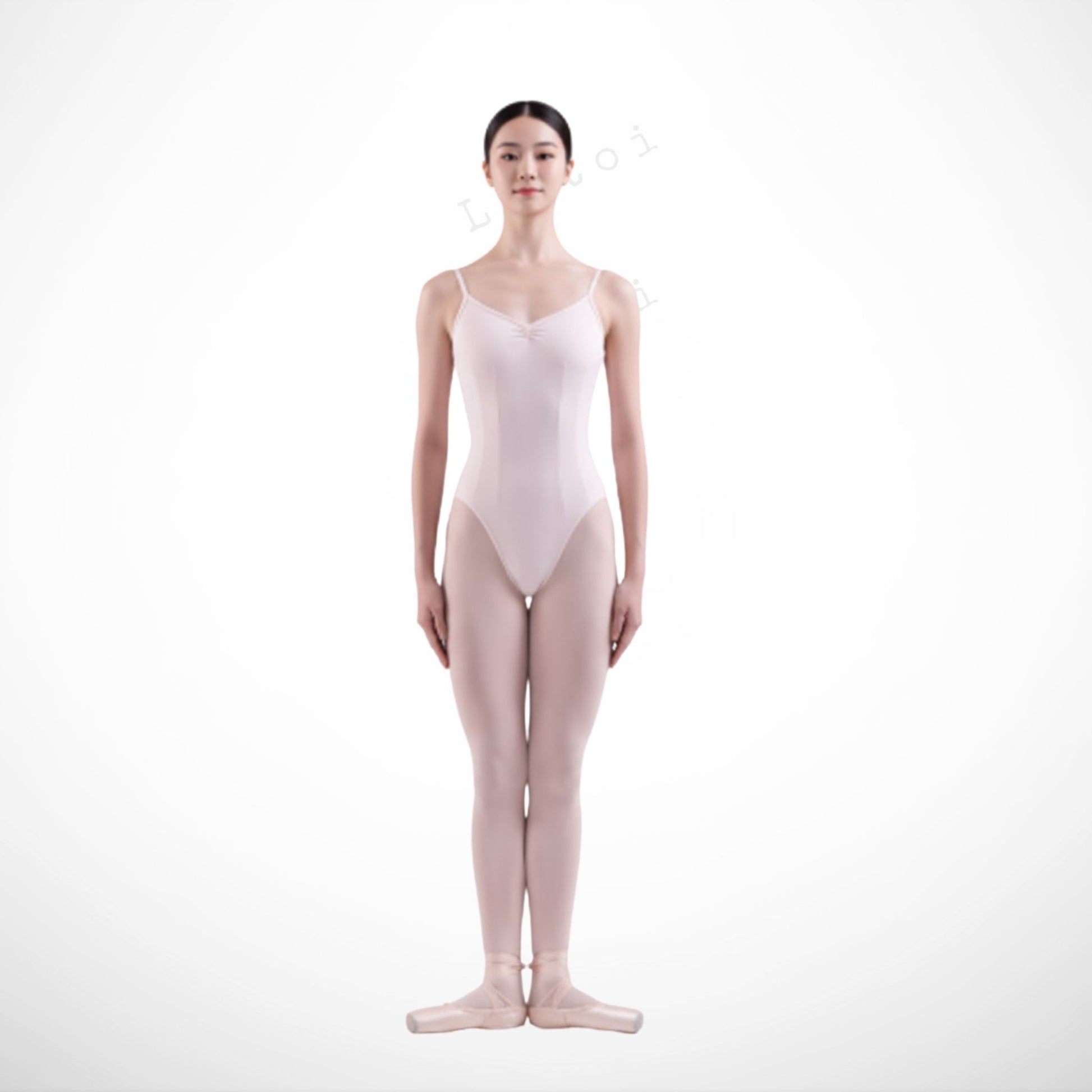 L-101 Basic Camisole Leotard by L’étoile — made from signature 79/21 stretch fabric with adjustable drawstrings at the bust and back for a customized, elegant fit.