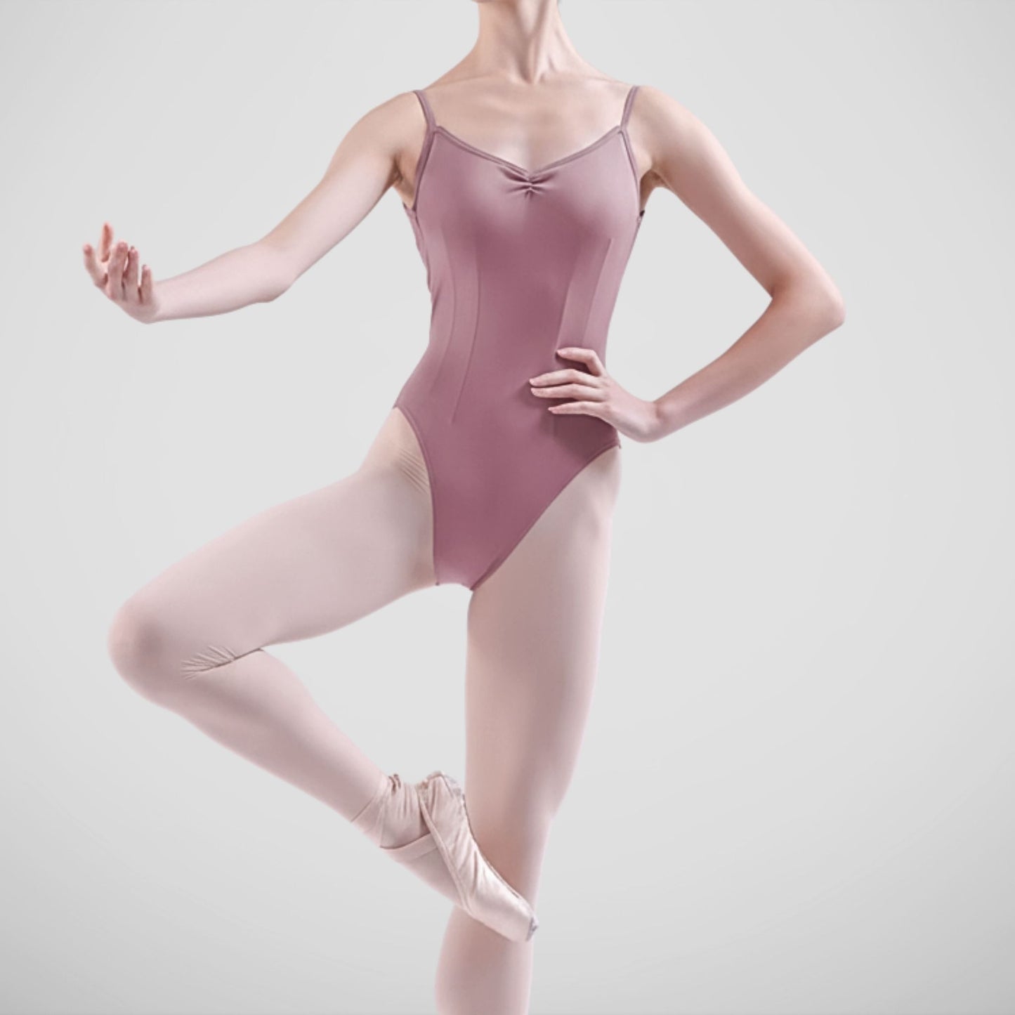 L-101 Basic Camisole Leotard by L’étoile — made from signature 79/21 stretch fabric with adjustable drawstrings at the bust and back for a customized, elegant fit.