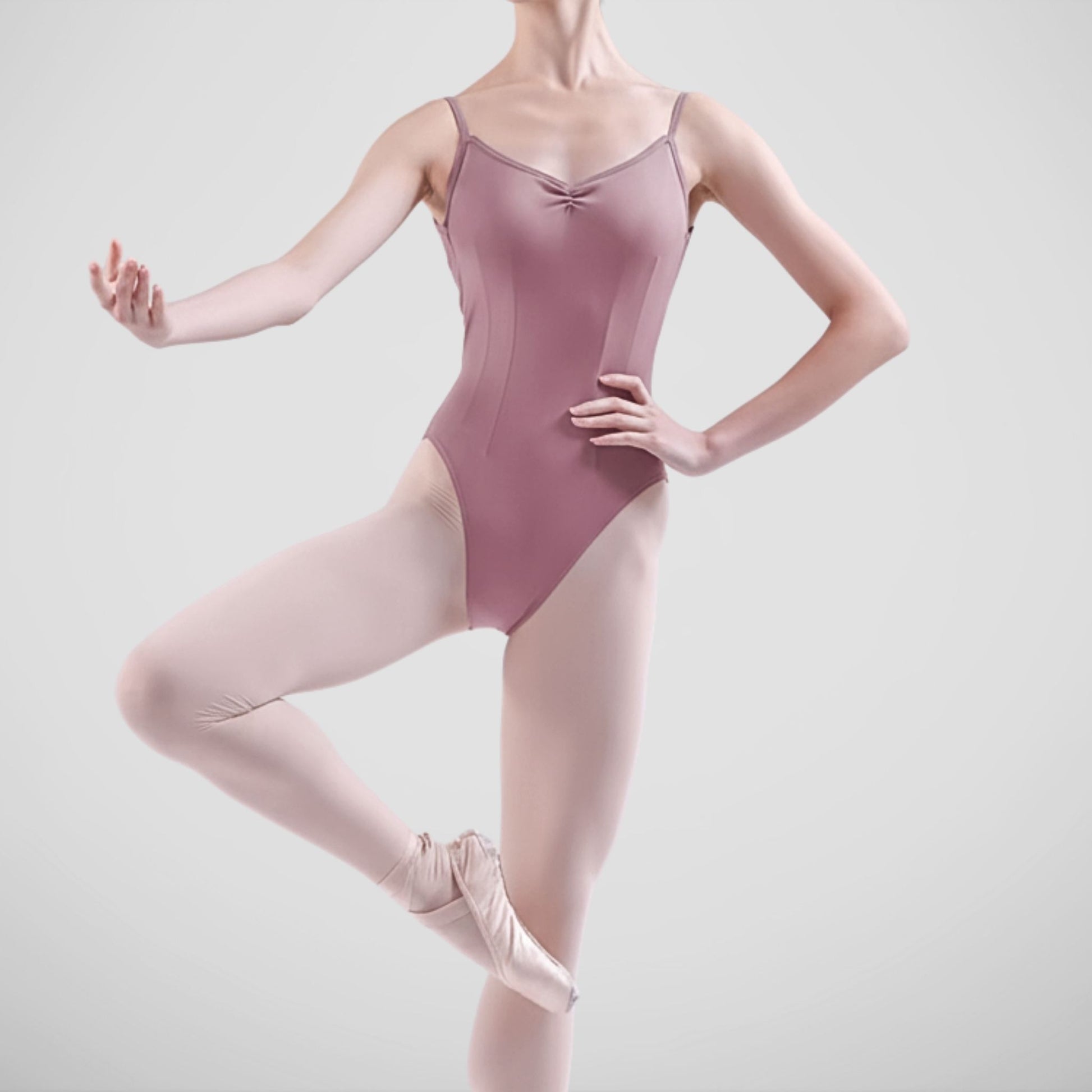 L-101 Basic Camisole Leotard by L’étoile — made from signature 79/21 stretch fabric with adjustable drawstrings at the bust and back for a customized, elegant fit.