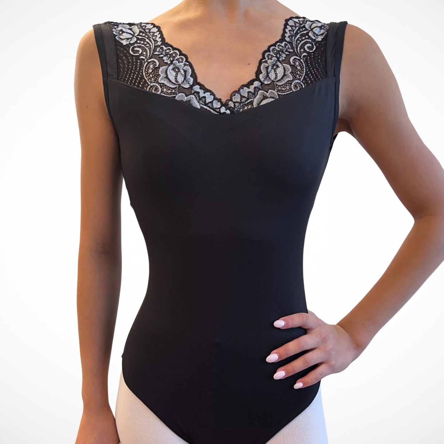 Victoria Ballet Leotard – Elegant Black with Velvet Detail | Premium Dancewear by L’étoile