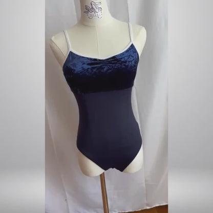 Twilight Ballet Leotard – Velvet Bust Panel with White Binding | Premium Nylon Blend by L’étoile
